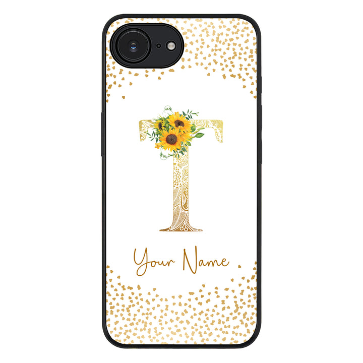 Apple iPhone 16e / Rugged Black Floral Mandala Initial Phone Case - Stylizedd.com