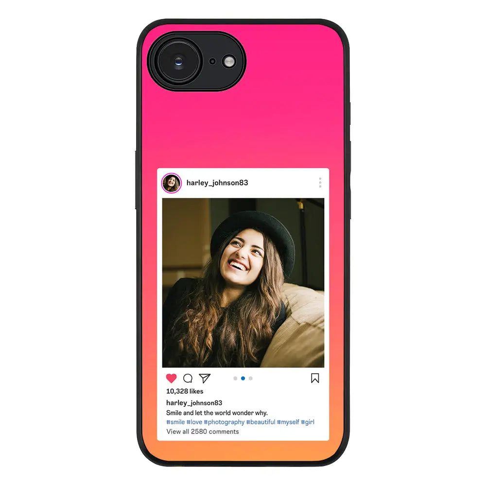 Apple iPhone 16e / Rugged Black Custom Photo Instagram Post Template, Phone Case - Stylizedd.com