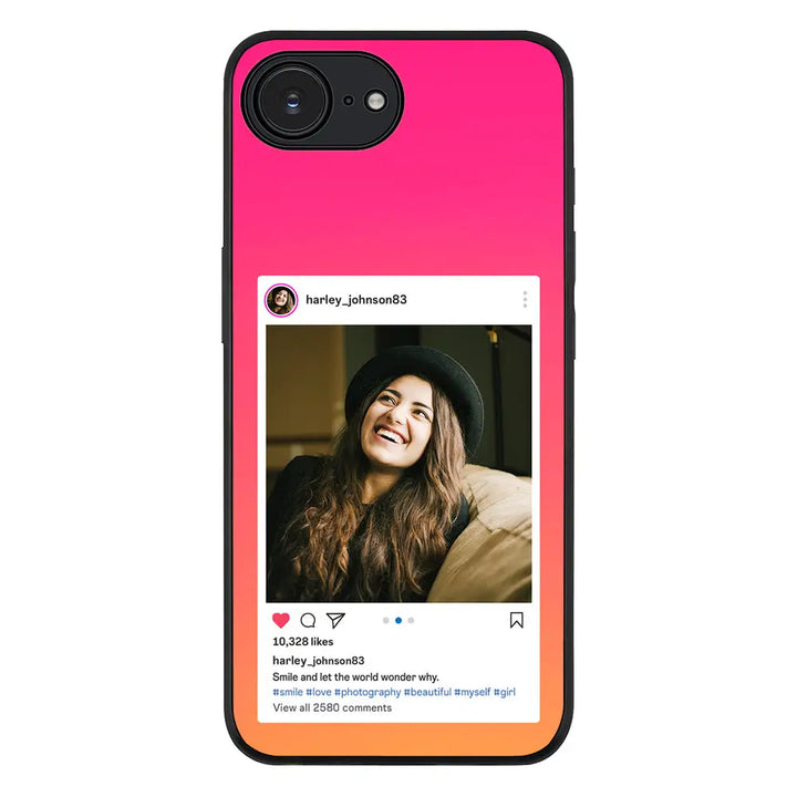 Apple iPhone 16e / Rugged Black Custom Photo Instagram Post Template, Phone Case - Stylizedd.com