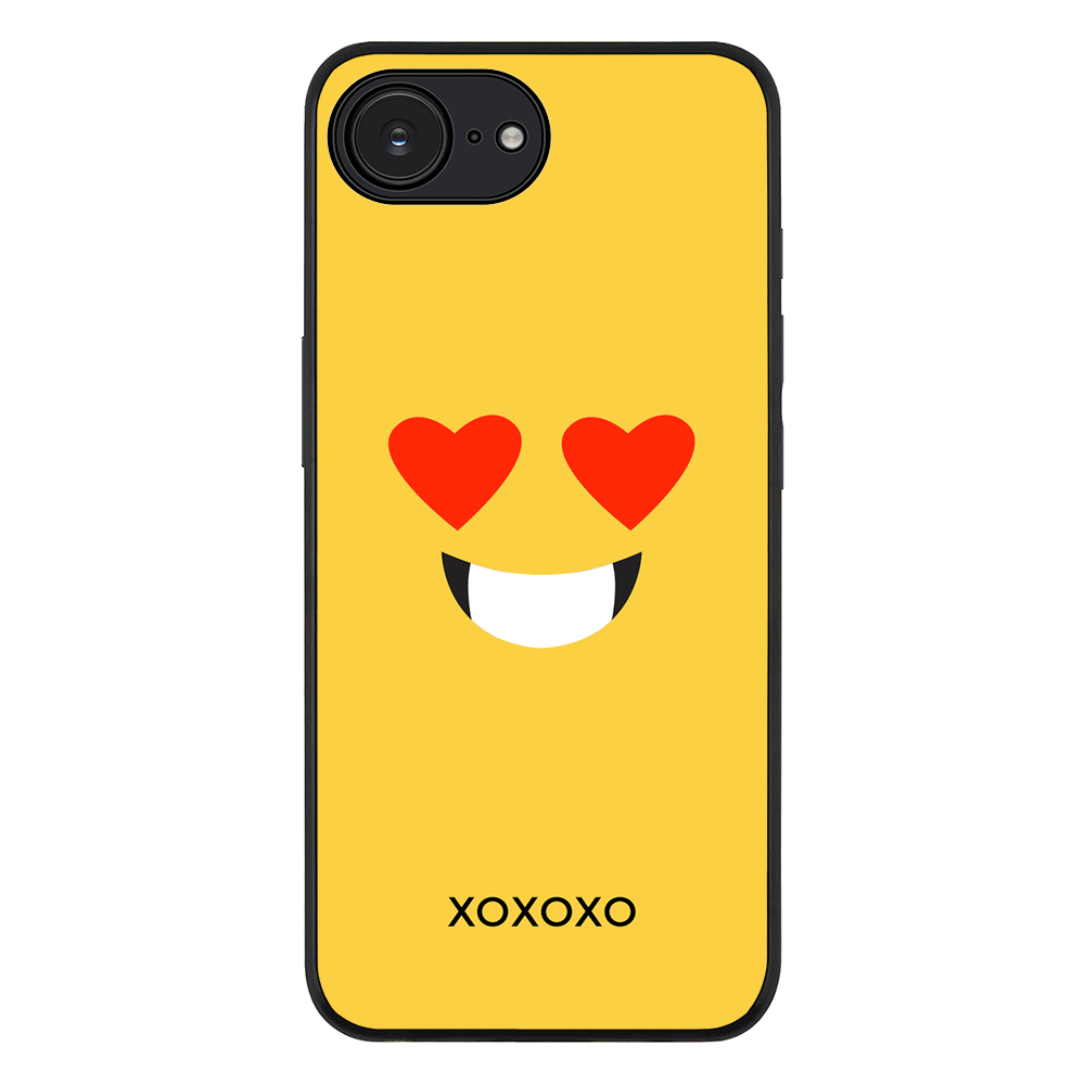 Custom Text Emojis Emoticons Face Phone Case - Apple iPhone 16e / Rugged Black - Stylizedd