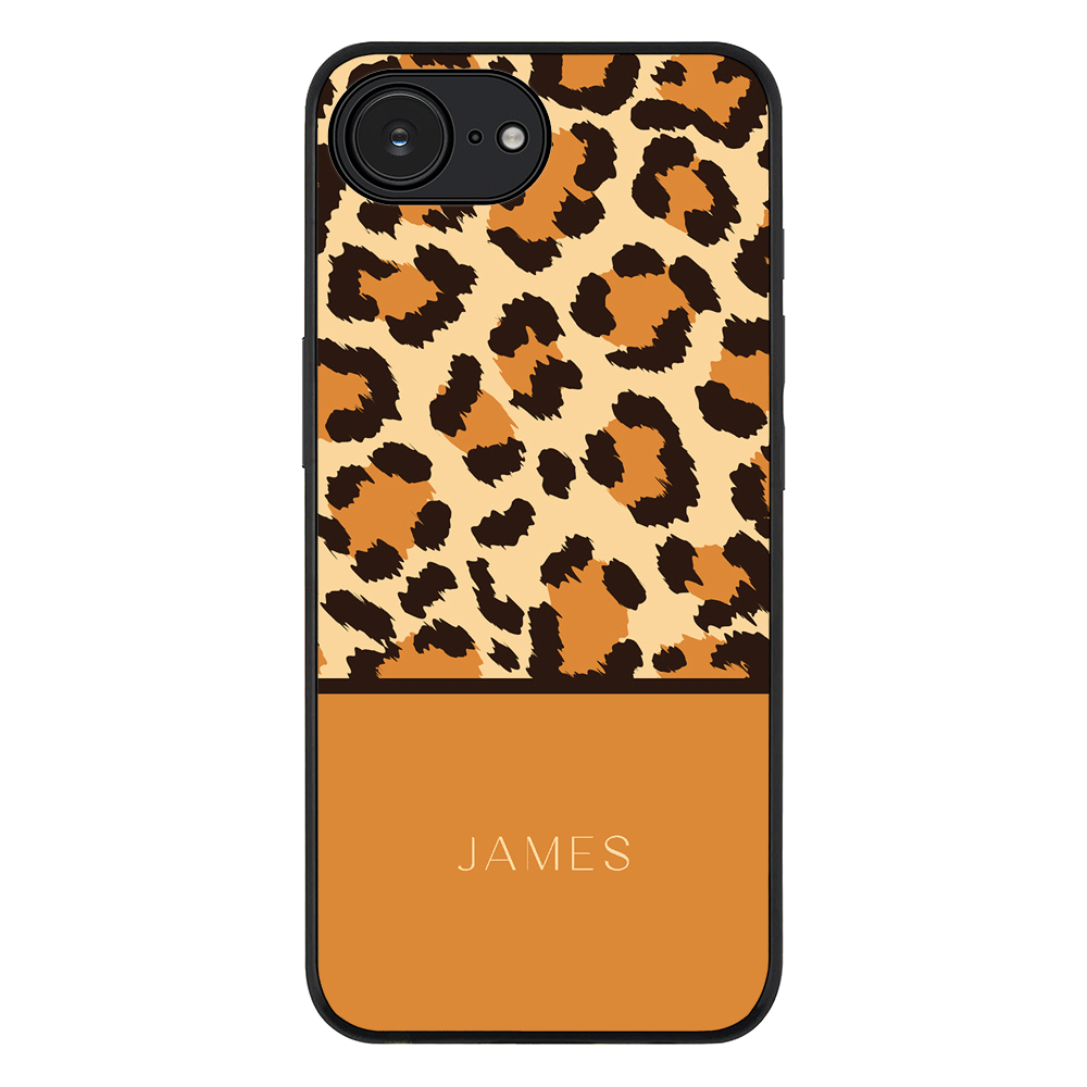 Apple iPhone 16e / Rugged Black Personalized Text Animal Skin Pattern, Phone Case - Stylizedd.com