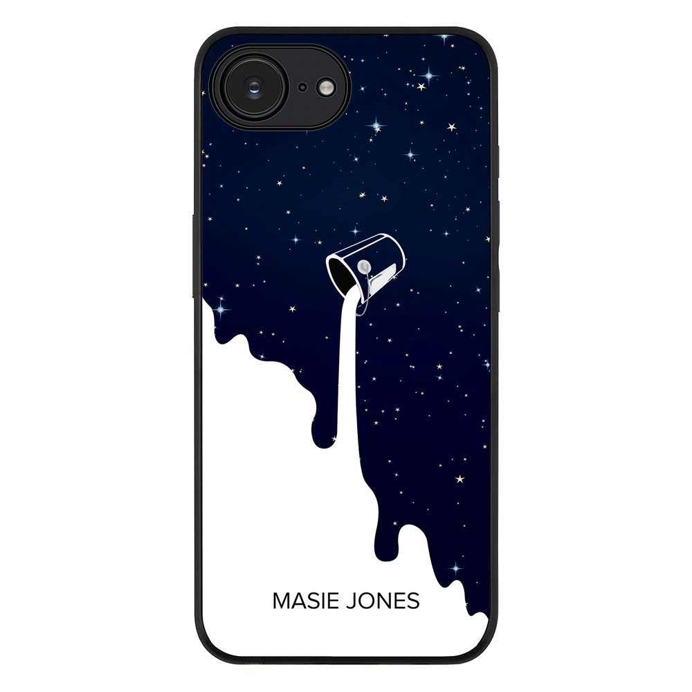 Apple iPhone 16e / Rugged Black Personalized Name Milky Way, Phone Case - Stylizedd.com