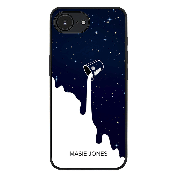 Apple iPhone 16e / Rugged Black Personalized Name Milky Way, Phone Case - Stylizedd.com