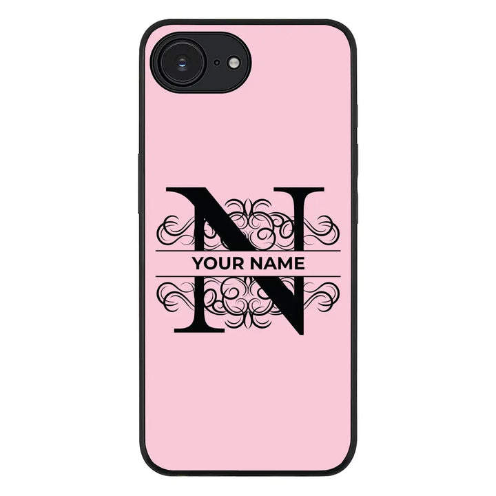 Apple iPhone 16e / Rugged Black Split Floral Initial Phone Case - Stylizedd.com