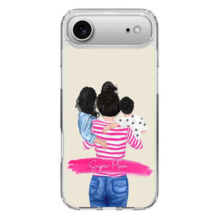 Apple iPhone 17 Air / Clear MagSafe Custom Clipart Text Mother Son & Daughter Phone Case - Stylizedd.com