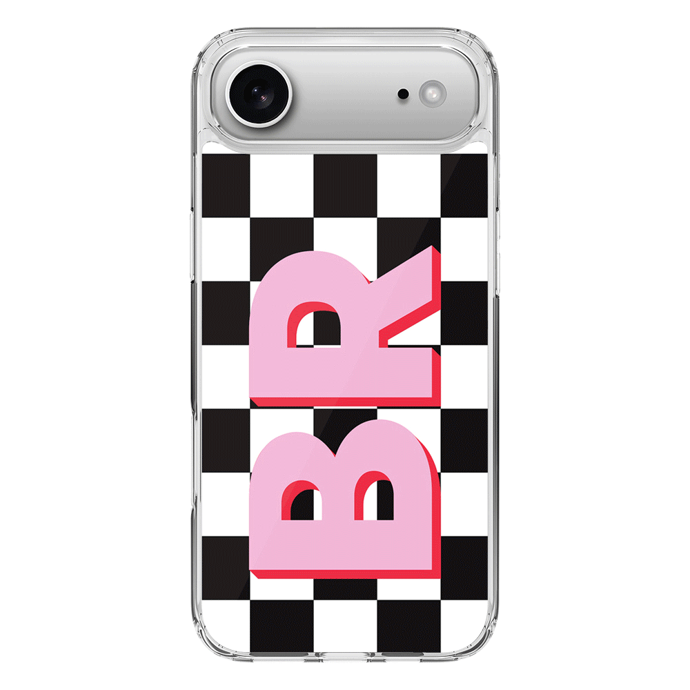 Apple iPhone 17 Air / Clear MagSafe Custom Monogram Initial Checkerboard, Phone Case - Stylizedd.com