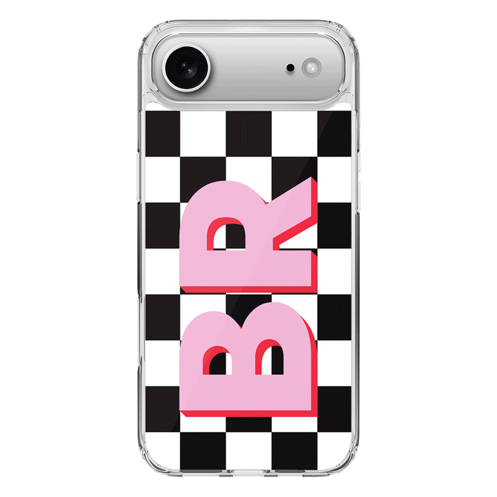 Apple iPhone 17 Air / Clear MagSafe Custom Monogram Initial Checkerboard, Phone Case - Stylizedd.com