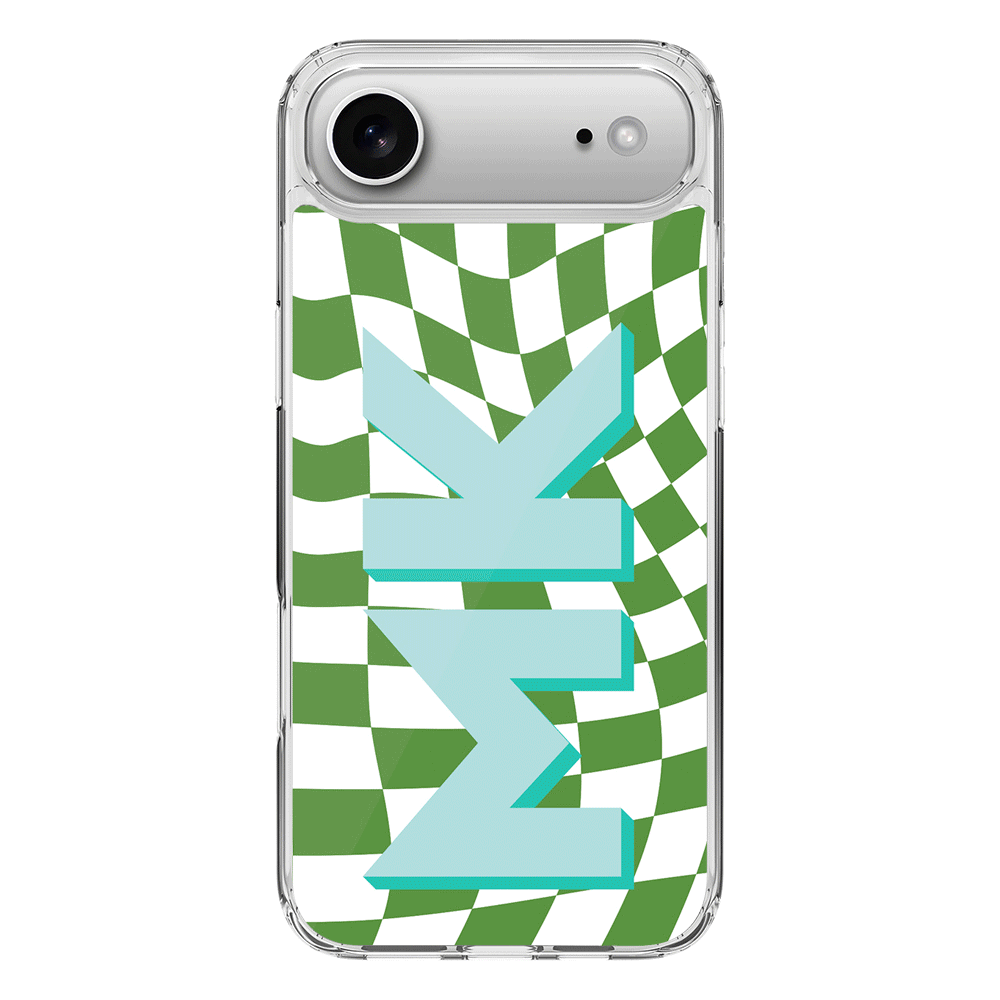 Apple iPhone 17 Air / Clear MagSafe Custom Monogram Initial Wavy Checkerboard, Phone Case - Stylizedd.com