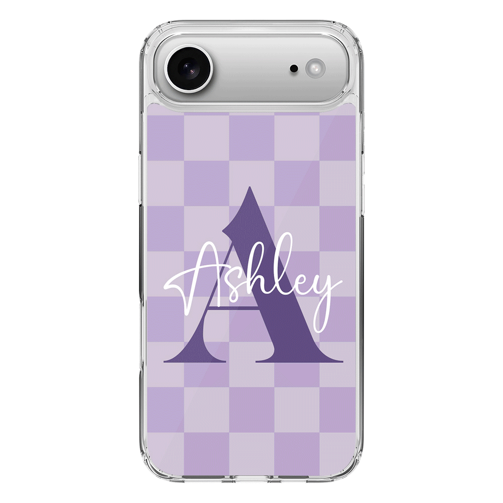 Apple iPhone 17 Air / Clear MagSafe Personalized Name Initial Monogram Checkerboard, Phone Case - Stylizedd.com