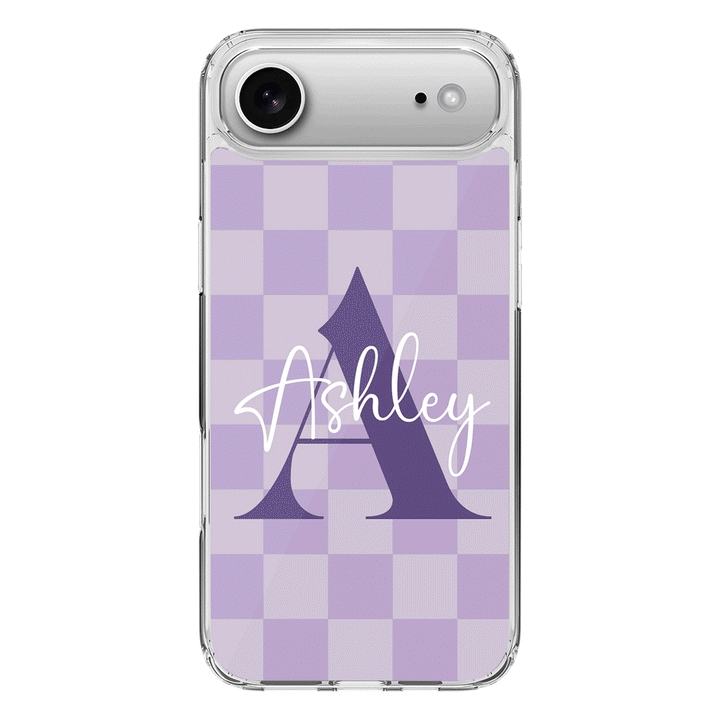 Apple iPhone 17 Air / Clear MagSafe Personalized Name Initial Monogram Checkerboard, Phone Case - Stylizedd.com