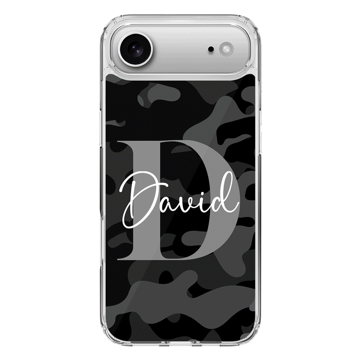 Apple iPhone 17 Air / Clear MagSafe Personalized Name Camouflage Military Camo, Phone case - Stylizedd.com
