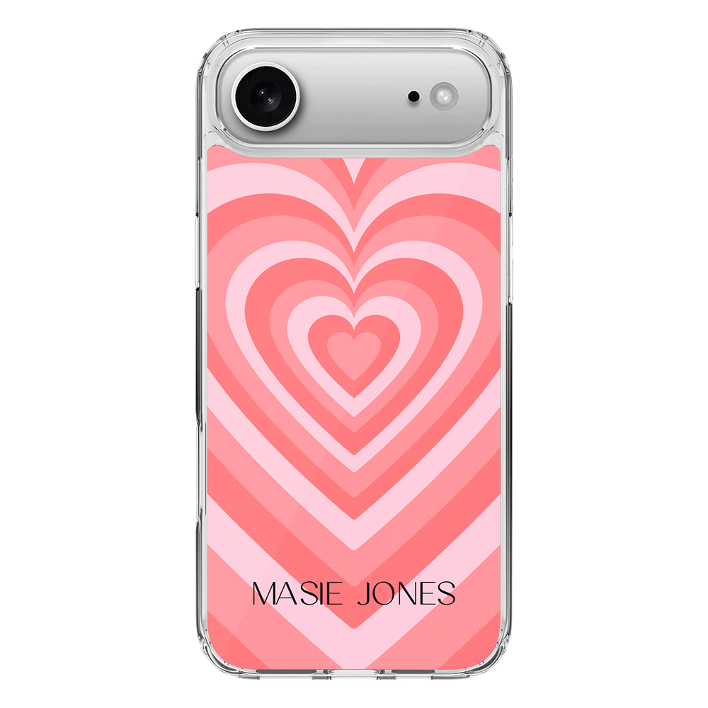 Apple iPhone 17 Air / Clear MagSafe Personalized Name Retro Hearts, Phone Case - Stylizedd.com