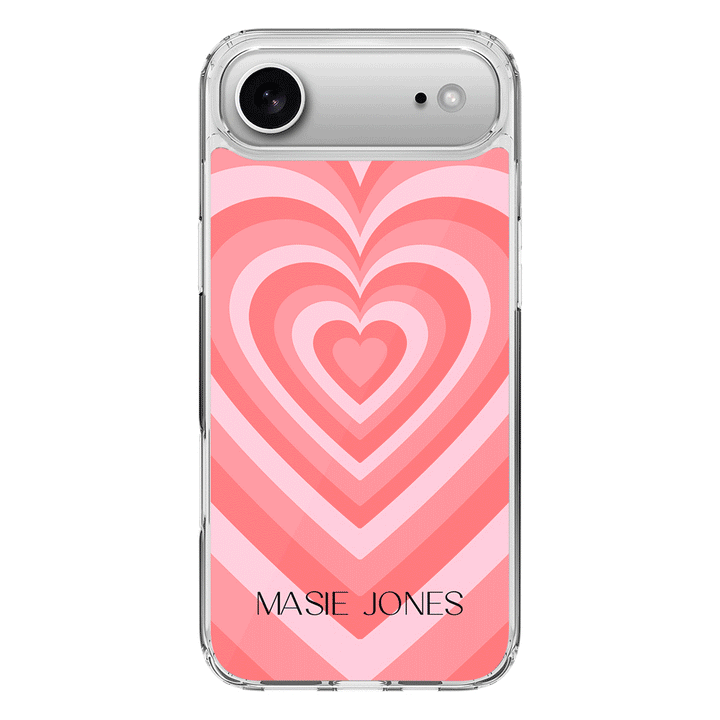 Apple iPhone 17 Air / Clear MagSafe Personalized Name Retro Hearts, Phone Case - Stylizedd.com