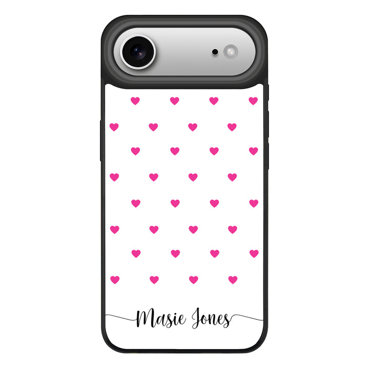 Apple iPhone 17 Air / Rugged MagSafe Heart Pattern Custom Text, My Name Phone Case - Stylizedd.com