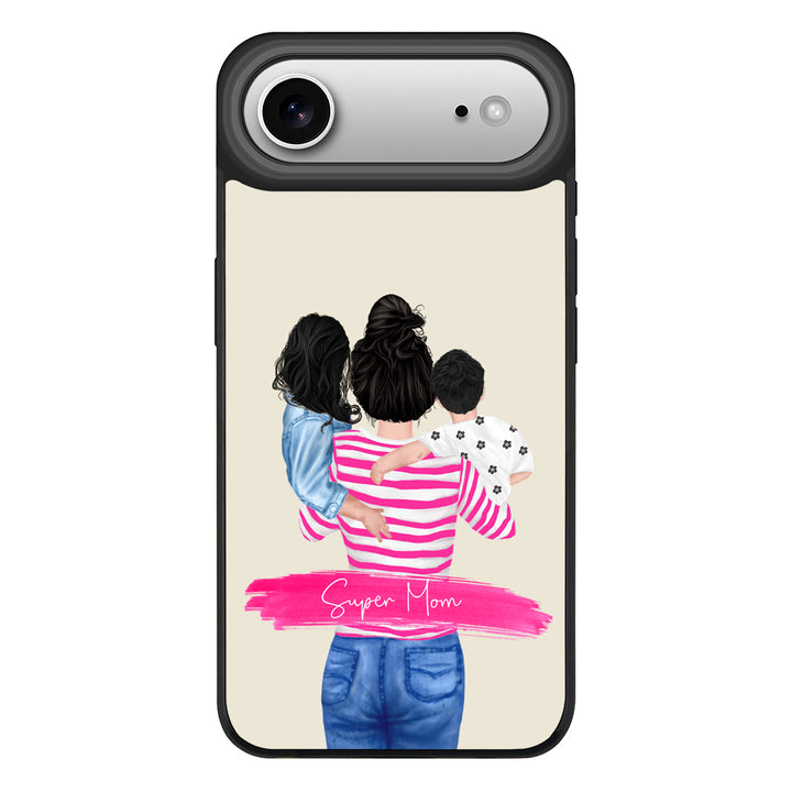 Apple iPhone 17 Air / Rugged MagSafe Custom Clipart Text Mother Son & Daughter Phone Case - Stylizedd.com