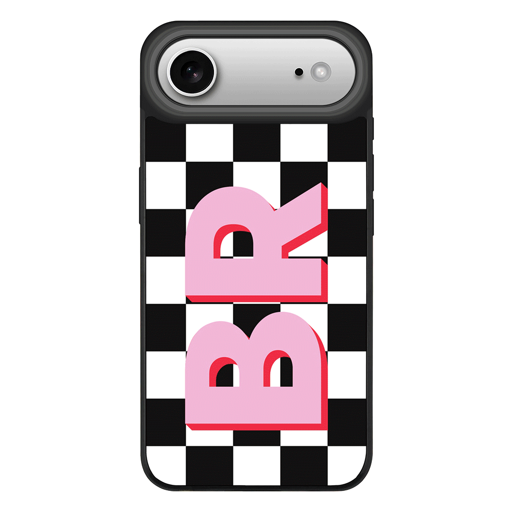 Apple iPhone 17 Air / Rugged MagSafe Custom Monogram Initial Checkerboard, Phone Case - Stylizedd.com