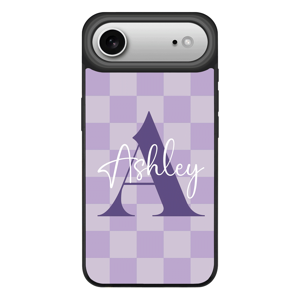 Apple iPhone 17 Air / Rugged MagSafe Personalized Name Initial Monogram Checkerboard, Phone Case - Stylizedd.com