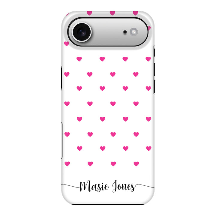 Apple iPhone 17 Air / Tough MagSafe Heart Pattern Custom Text, My Name Phone Case - Stylizedd.com