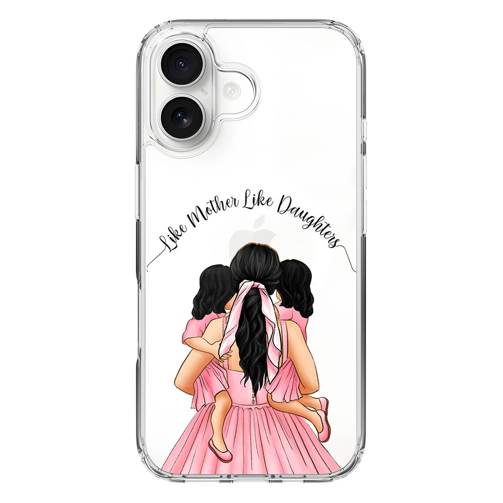 Apple iPhone 17 / Clear MagSafe Mother 2 daughters Custom Clipart, Text Phone Case - Stylizedd.com