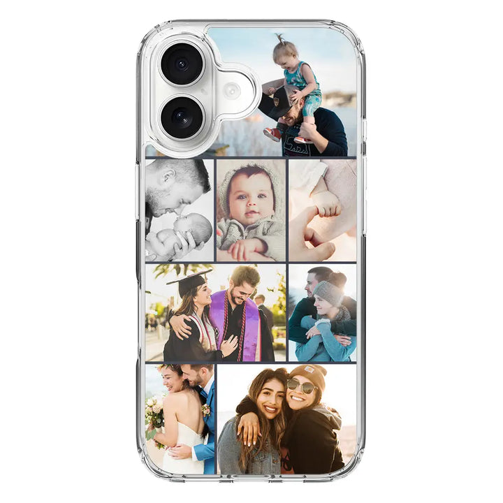 Apple iPhone 17 / Clear MagSafe Personalised Photo Collage Grid Phone Case - Stylizedd.com