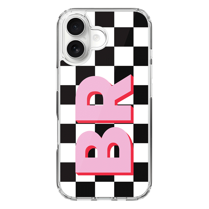 Apple iPhone 17 / Clear MagSafe Custom Monogram Initial Checkerboard, Phone Case - Stylizedd.com