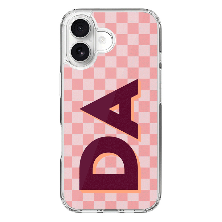 Apple iPhone 17 / Clear MagSafe Custom Monogram Initial Small Checkerboard, Phone Case - Stylizedd.com