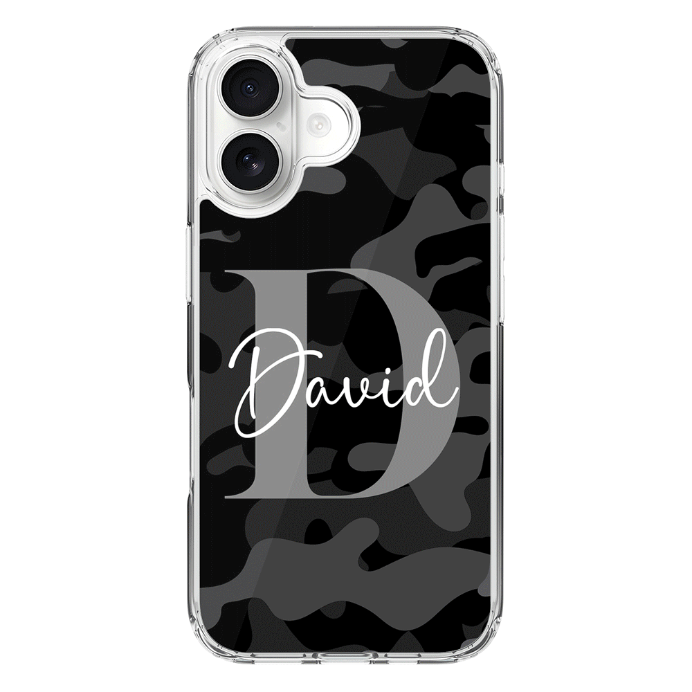 Apple iPhone 17 / Clear MagSafe Personalized Name Camouflage Military Camo, Phone case - Stylizedd.com