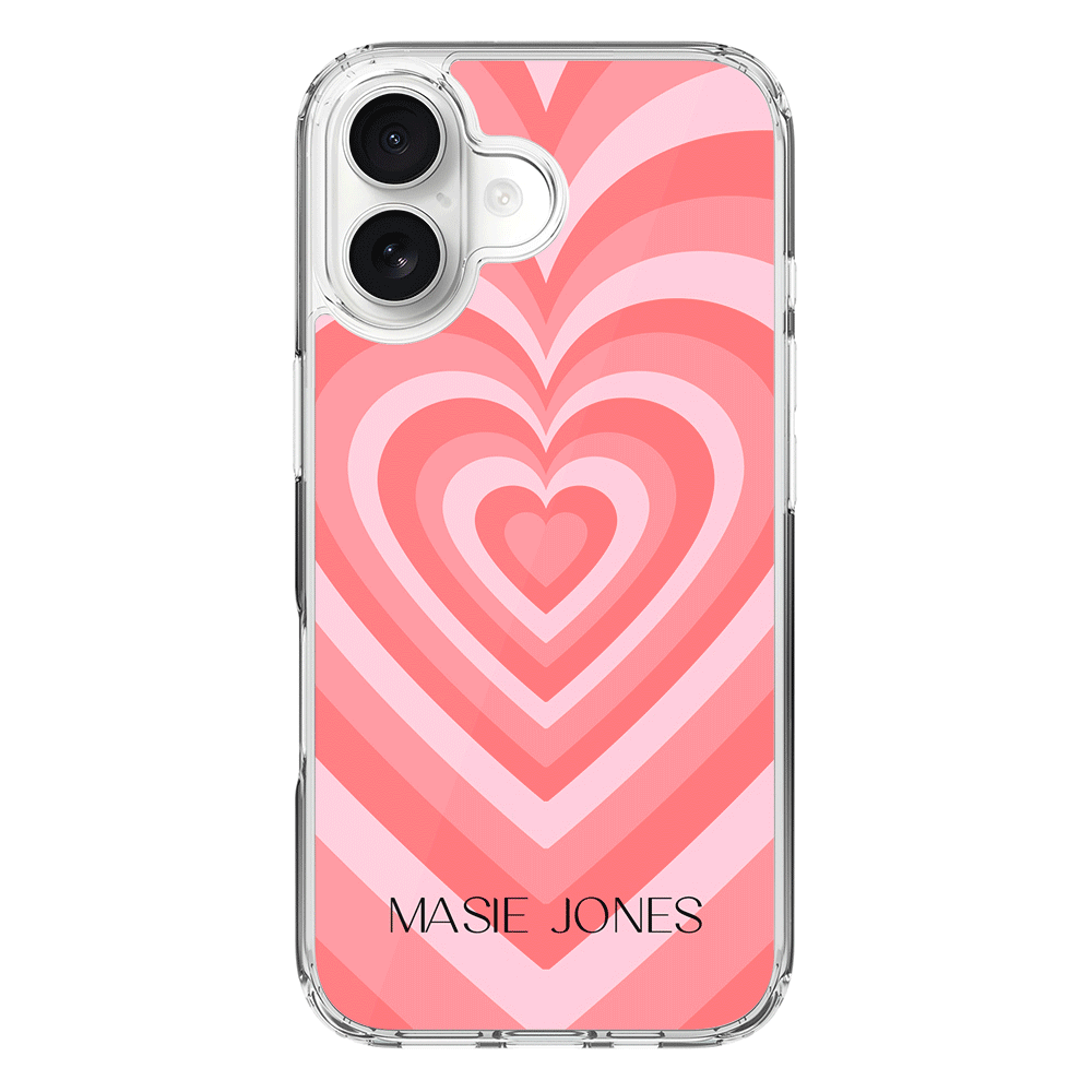 Apple iPhone 17 / Clear MagSafe Personalized Name Retro Hearts, Phone Case - Stylizedd.com