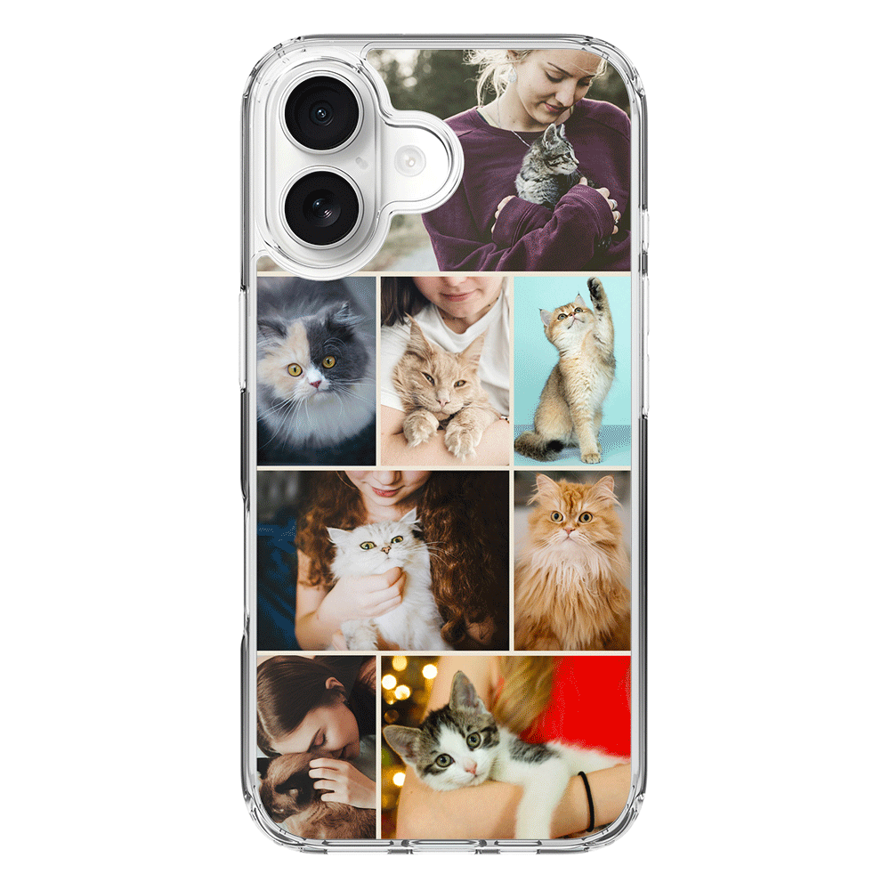 Apple iPhone 17 / Clear MagSafe Personalised Photo Collage Grid Pet Cat, Phone Case - Stylizedd.com