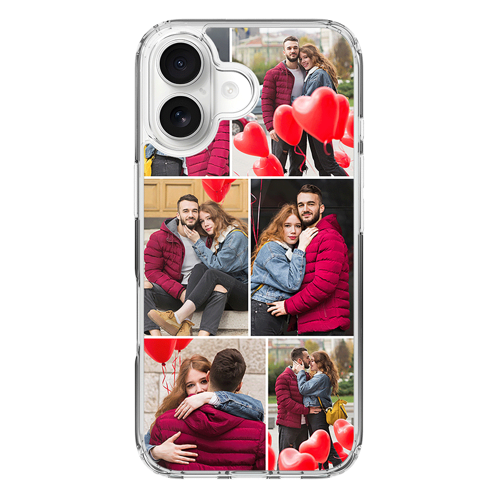 Apple iPhone 17 / Clear MagSafe Personalised Valentine Photo Collage Grid, Phone Case - Stylizedd.com