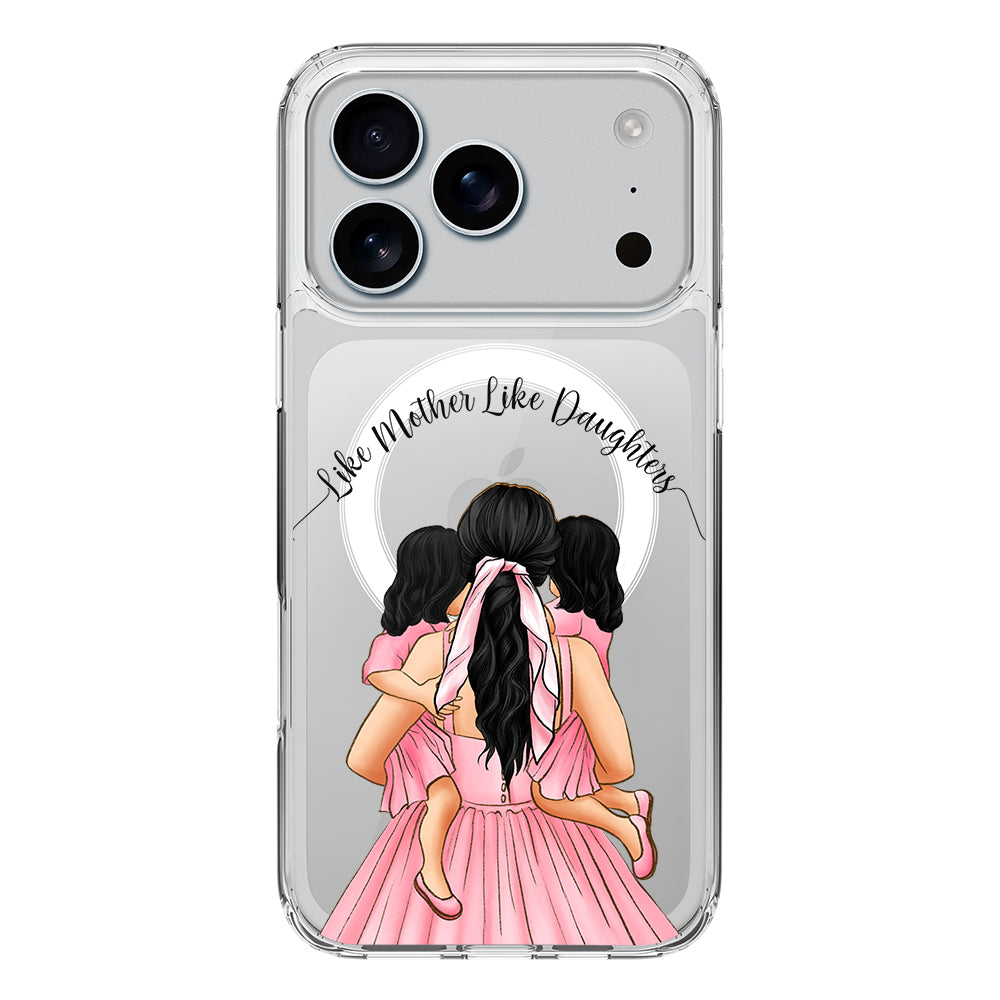 Apple iPhone 17 Pro / Clear MagSafe Mother 2 daughters Custom Clipart, Text Phone Case - Stylizedd.com