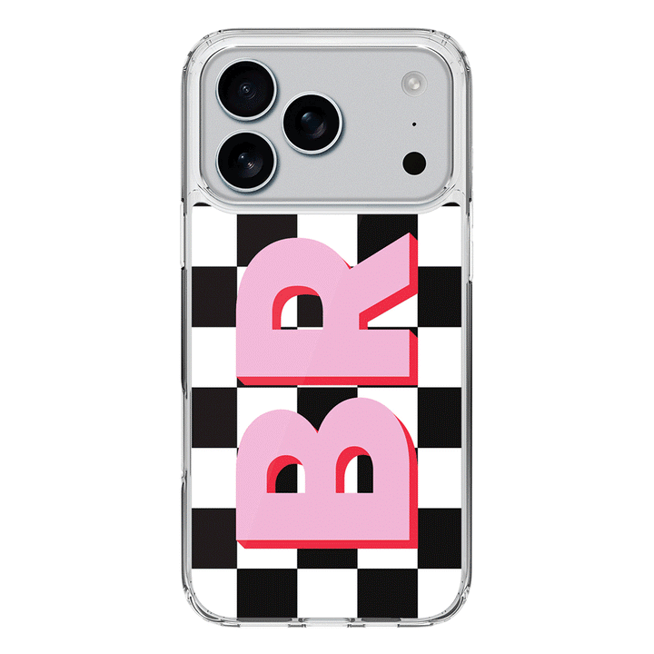 Apple iPhone 17 Pro / Clear MagSafe Custom Monogram Initial Checkerboard, Phone Case - Stylizedd.com