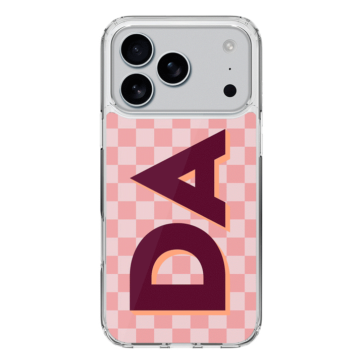 Apple iPhone 17 Pro / Clear MagSafe Custom Monogram Initial Small Checkerboard, Phone Case - Stylizedd.com