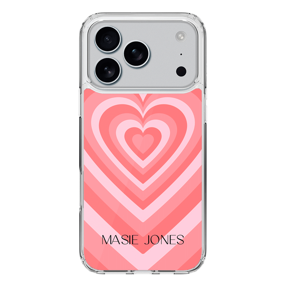 Apple iPhone 17 Pro / Clear MagSafe Personalized Name Retro Hearts, Phone Case - Stylizedd.com