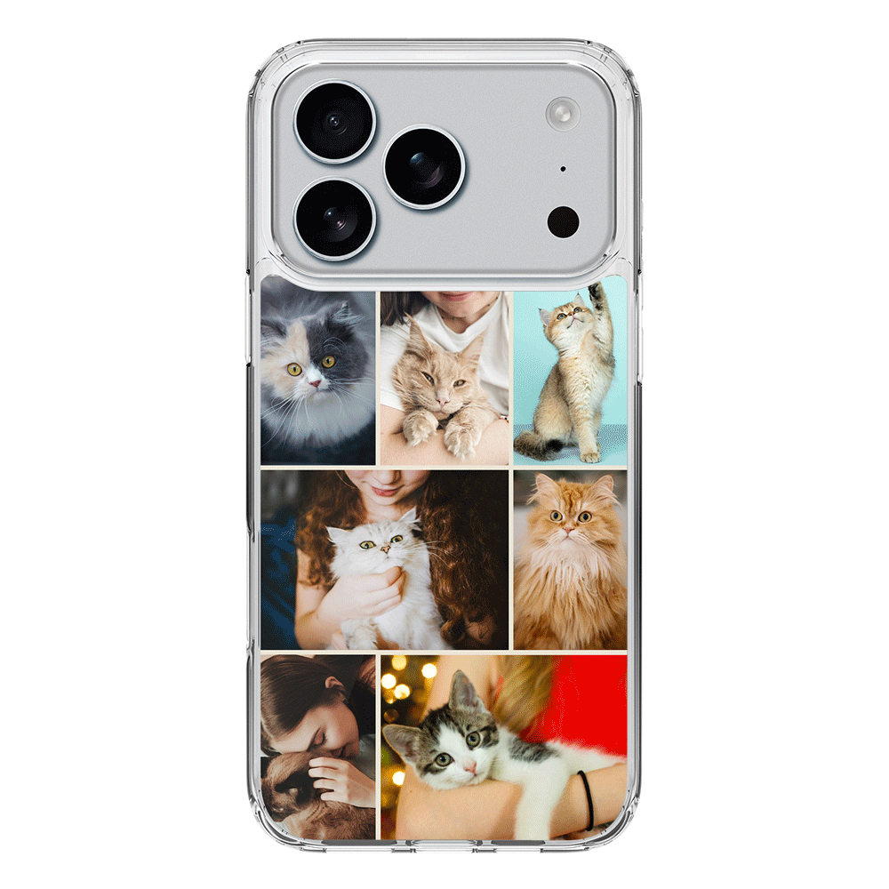 Apple iPhone 17 Pro / Clear MagSafe Personalised Photo Collage Grid Pet Cat, Phone Case - Stylizedd.com