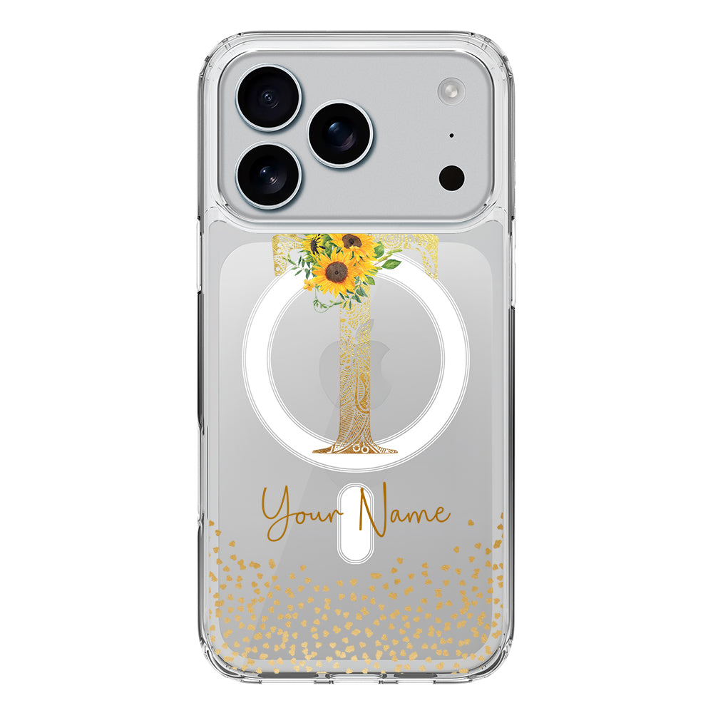 Apple iPhone 17 Pro / Clear MagSafe Floral Mandala Initial Phone Case - Stylizedd.com