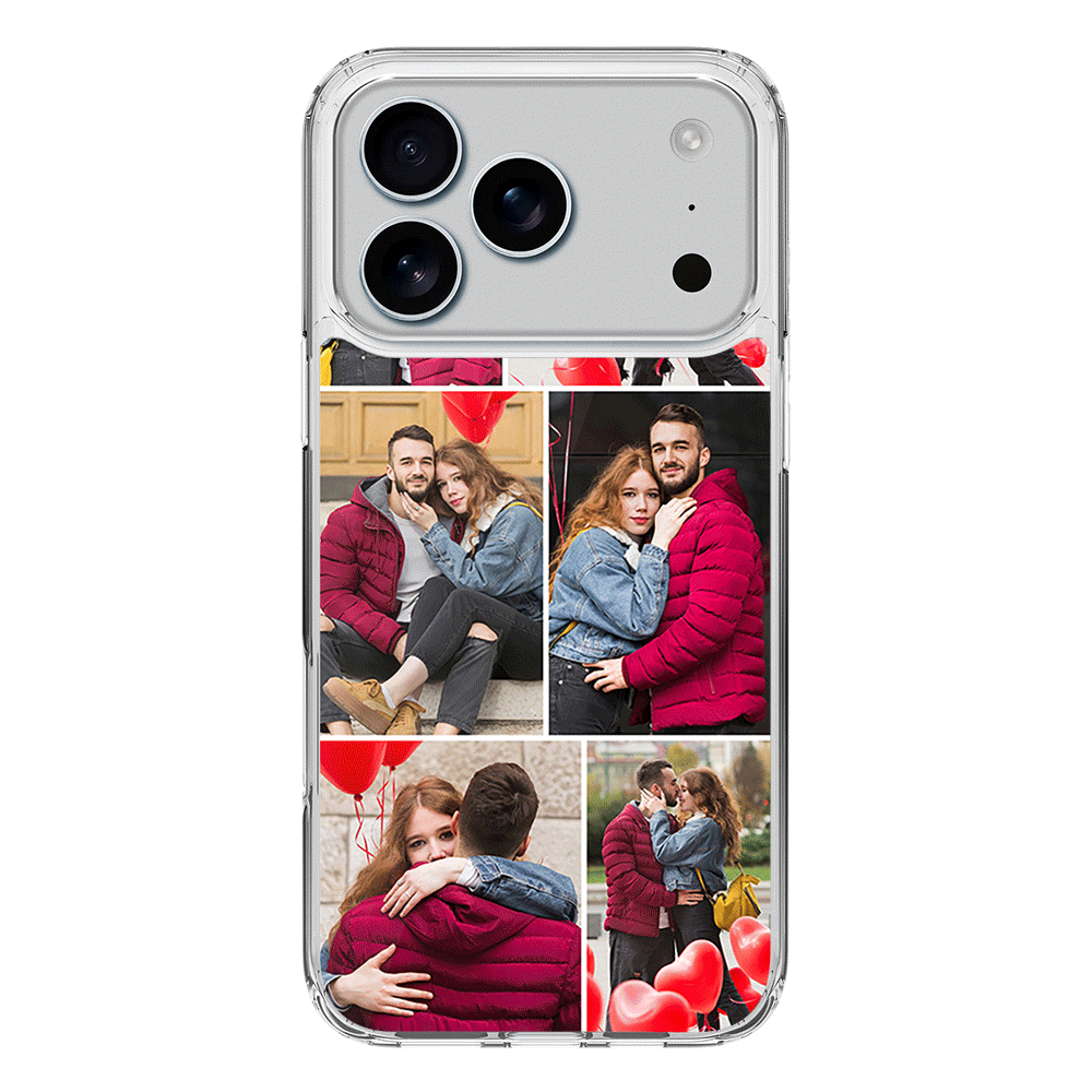 Apple iPhone 17 Pro / Clear MagSafe Personalised Valentine Photo Collage Grid, Phone Case - Stylizedd.com