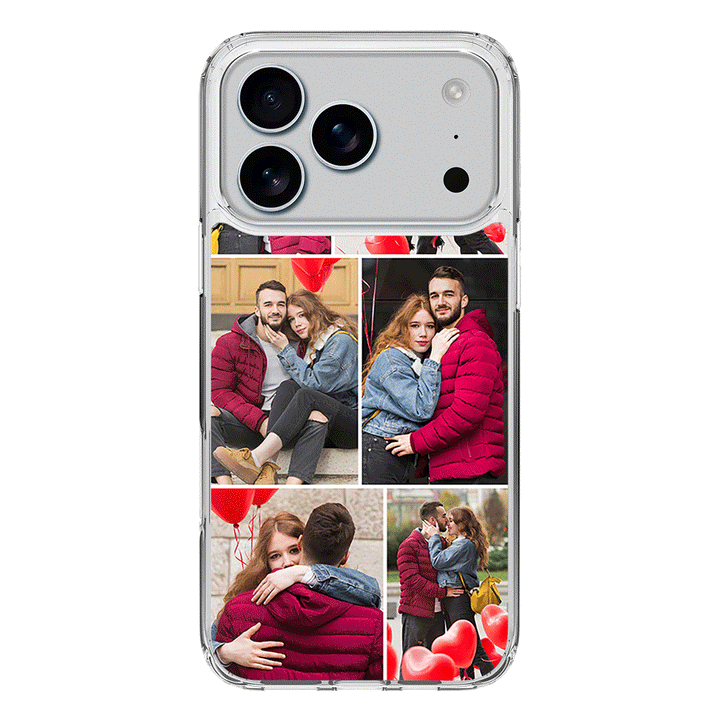 Apple iPhone 17 Pro / Clear MagSafe Personalised Valentine Photo Collage Grid, Phone Case - Stylizedd.com
