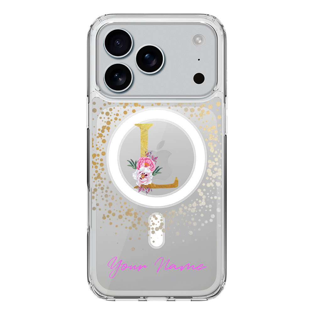 Apple iPhone 17 Pro / Clear MagSafe Floral Initial Phone Case - Stylizedd.com