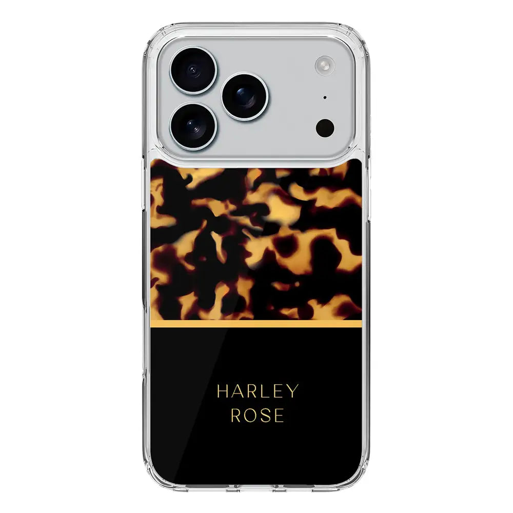 Apple iPhone 17 Pro / Clear MagSafe Personalized Text Luxury Tortoise Shell Pattern, Phone Case - Stylizedd.com