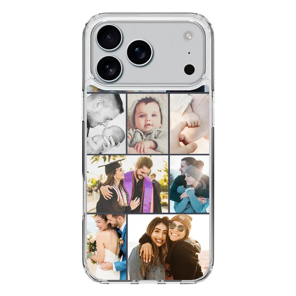 Apple iPhone 17 Pro Max / Clear MagSafe Personalised Photo Collage Grid Phone Case - Stylizedd.com