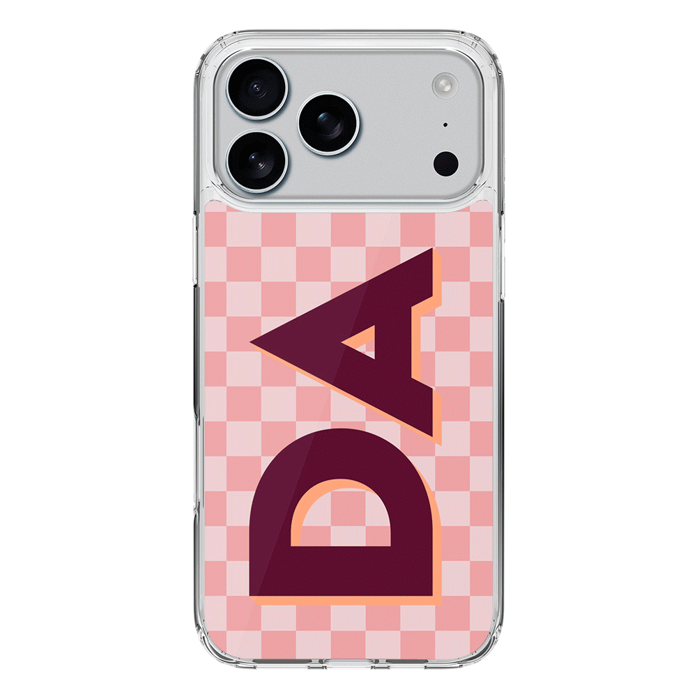 Apple iPhone 17 Pro Max / Clear MagSafe Custom Monogram Initial Small Checkerboard, Phone Case - Stylizedd.com