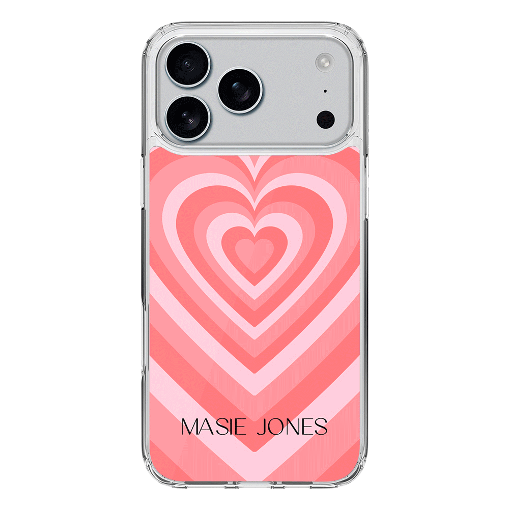 Apple iPhone 17 Pro Max / Clear MagSafe Personalized Name Retro Hearts, Phone Case - Stylizedd.com