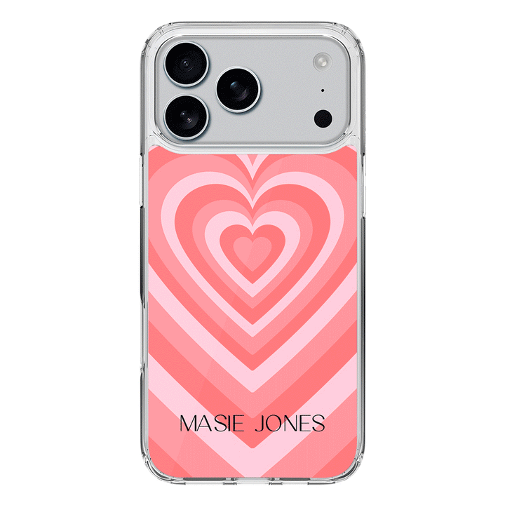 Apple iPhone 17 Pro Max / Clear MagSafe Personalized Name Retro Hearts, Phone Case - Stylizedd.com