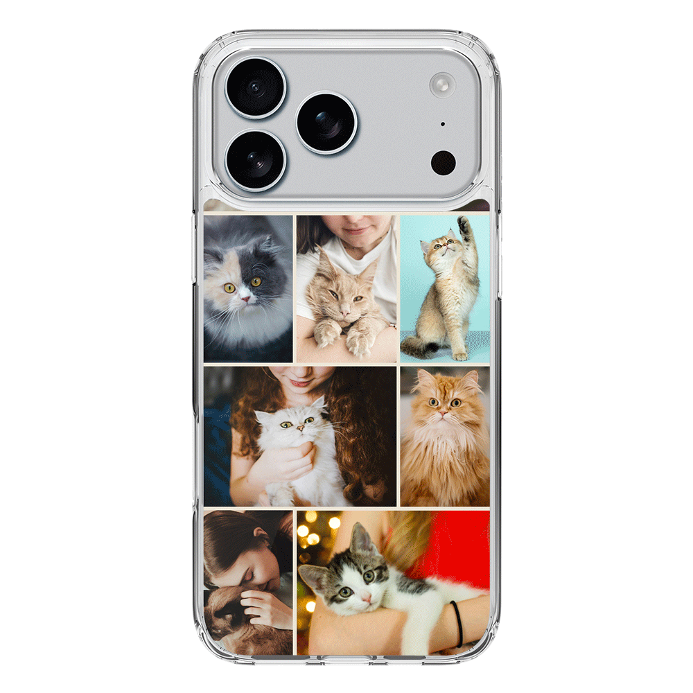 Apple iPhone 17 Pro Max / Clear MagSafe Personalised Photo Collage Grid Pet Cat, Phone Case - Stylizedd.com