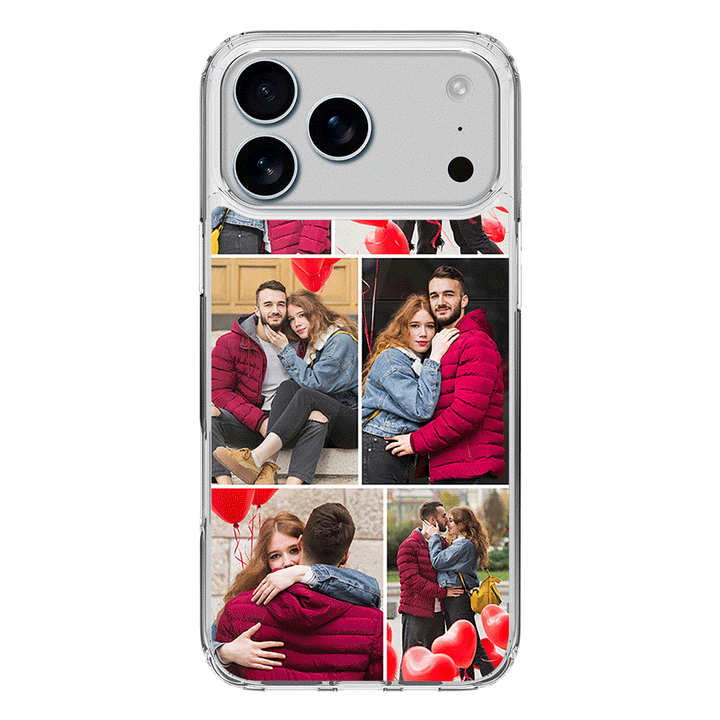Apple iPhone 17 Pro Max / Clear MagSafe Personalised Valentine Photo Collage Grid, Phone Case - Stylizedd.com