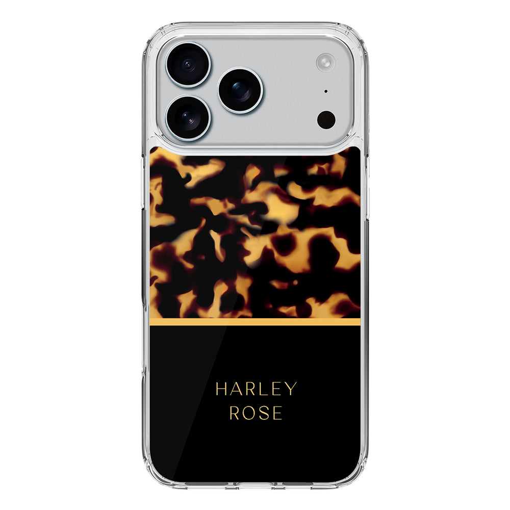 Apple iPhone 17 Pro Max / Clear MagSafe Personalized Text Luxury Tortoise Shell Pattern, Phone Case - Stylizedd.com