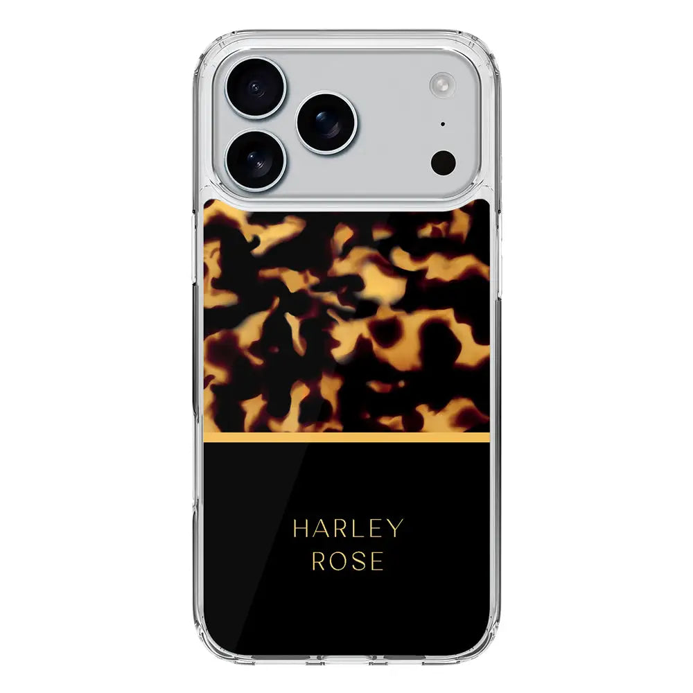 Apple iPhone 17 Pro Max / Clear MagSafe Personalized Text Luxury Tortoise Shell Pattern, Phone Case - Stylizedd.com