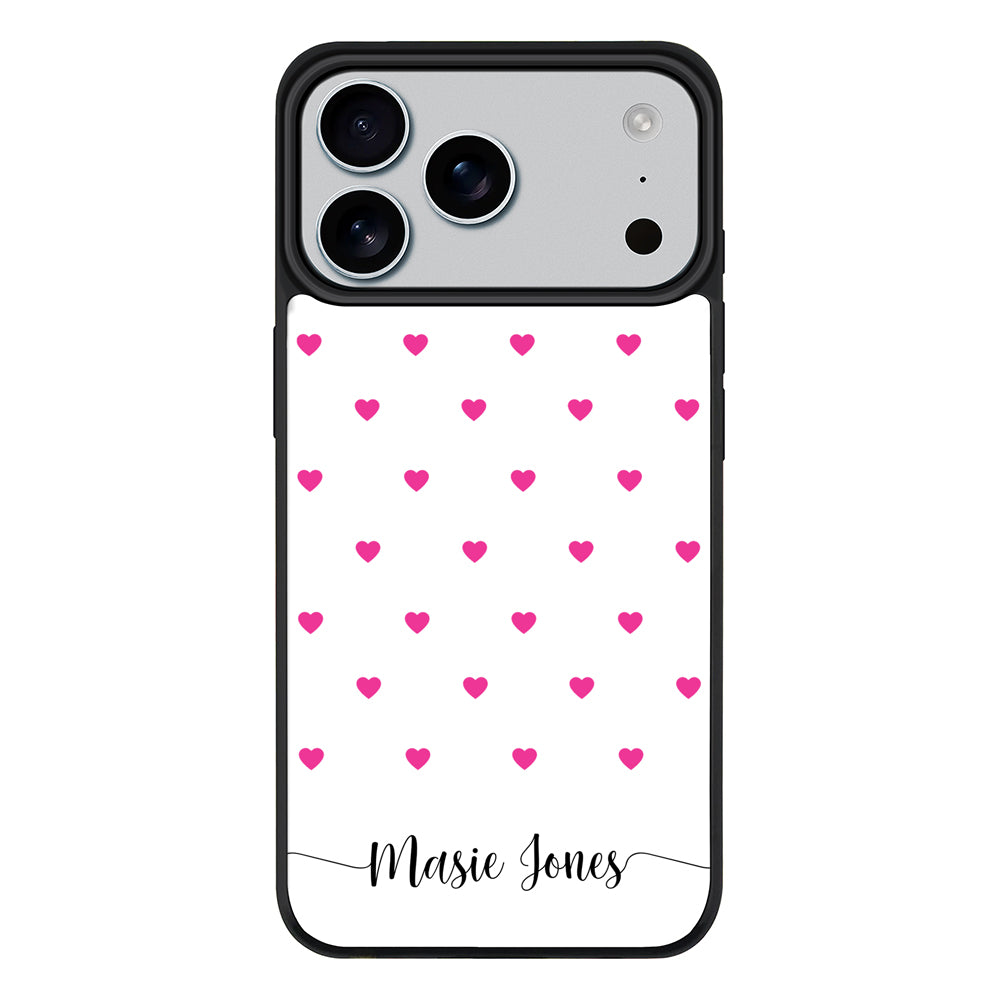 Apple iPhone 17 Pro Max / Rugged MagSafe Heart Pattern Custom Text, My Name Phone Case - Stylizedd.com