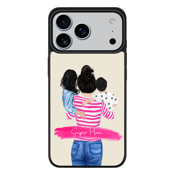 Apple iPhone 17 Pro Max / Rugged MagSafe Custom Clipart Text Mother Son & Daughter Phone Case - Stylizedd.com